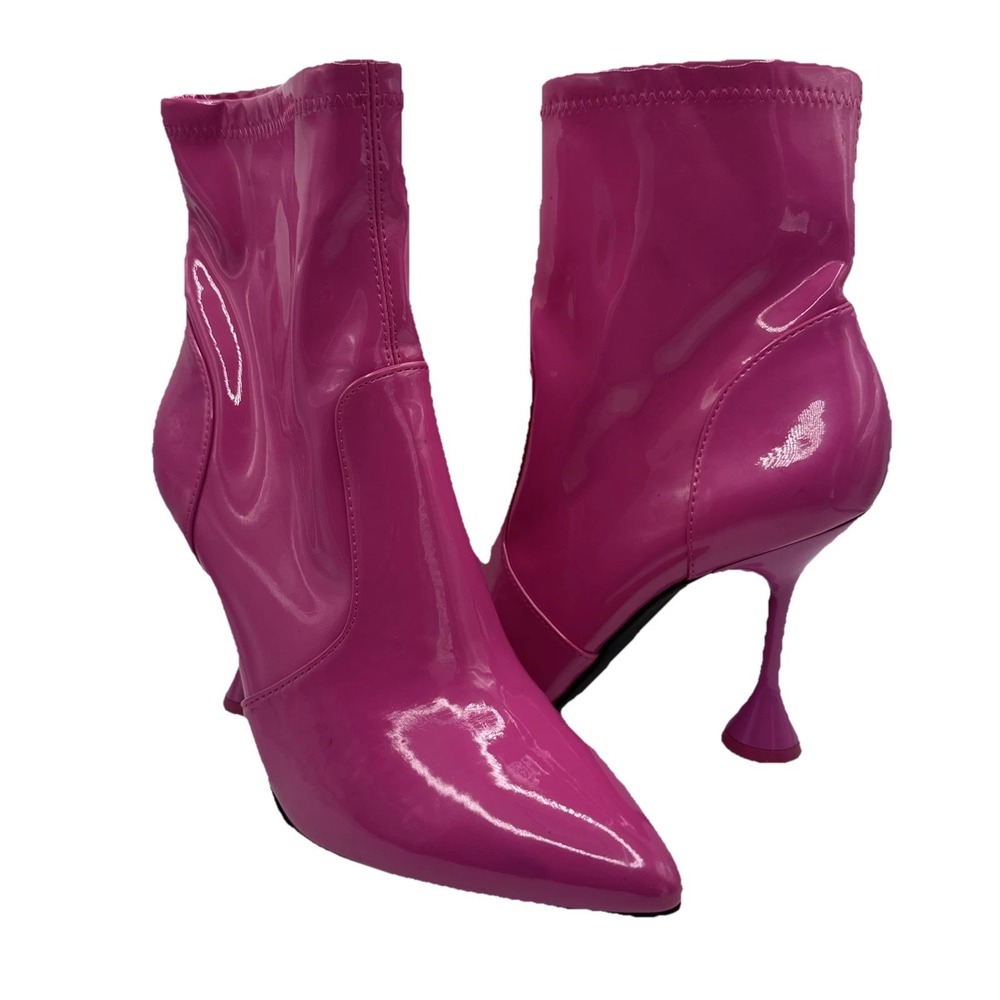 New INC‎ International Concepts Hot Pink Ankle Boots Patent Barbiecore Size 8M